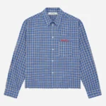 About:blank raw edge check shirt