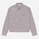 About:blank raw edge check shirt